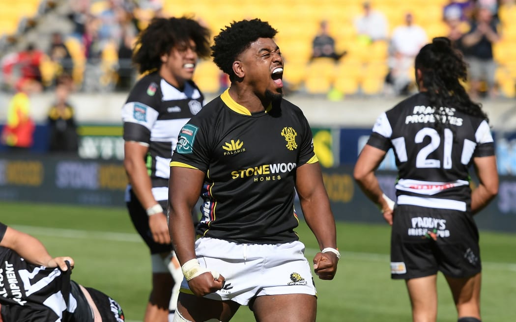 Wellington Lion’s Peter Lakai celebrates