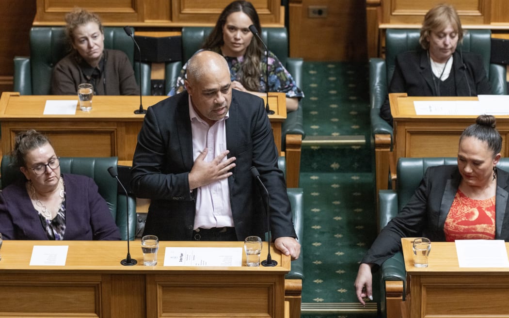Labour Party MP, Peeni Henare during Parliament's obituaries for fallen Te Pāti Māori MP Takutai Tarsh Kemp.