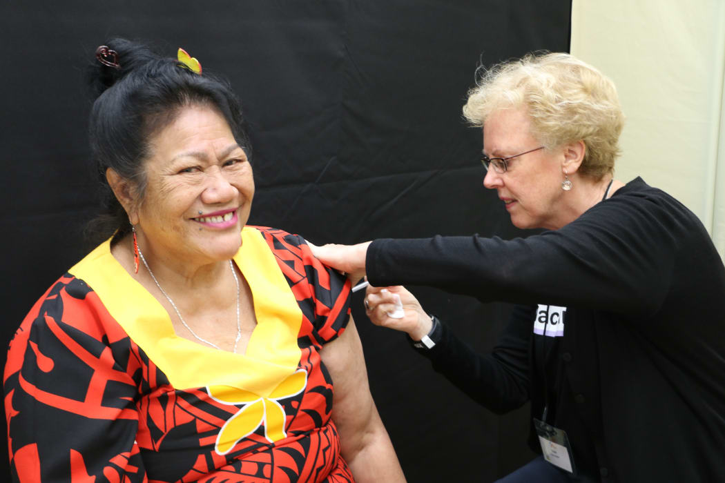 Malia Su-emalo Lui, a member of the Wellington Samoan Catholic Community gets vaccinated against Covid-19, 9 June, 2021
