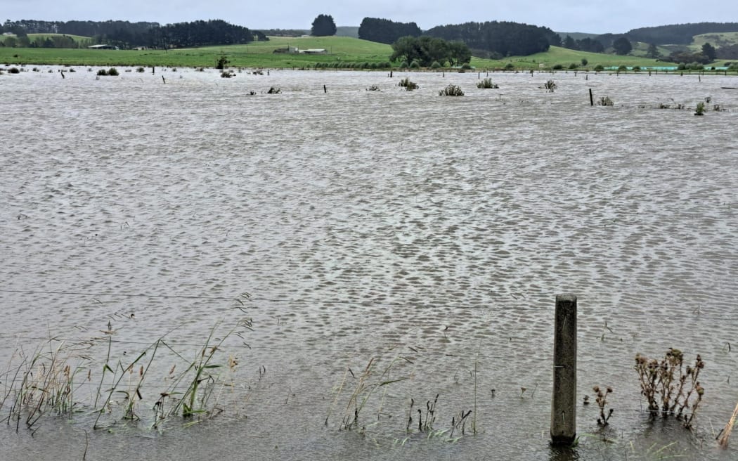 Flooded land  Twin Coastal Highway between Wharepapa and Helensville close to Ohirangi