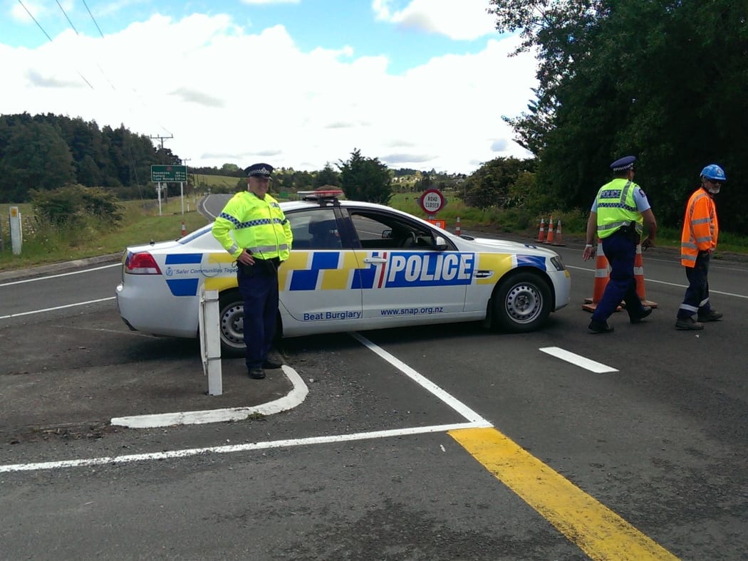 Police were putting detours in place.