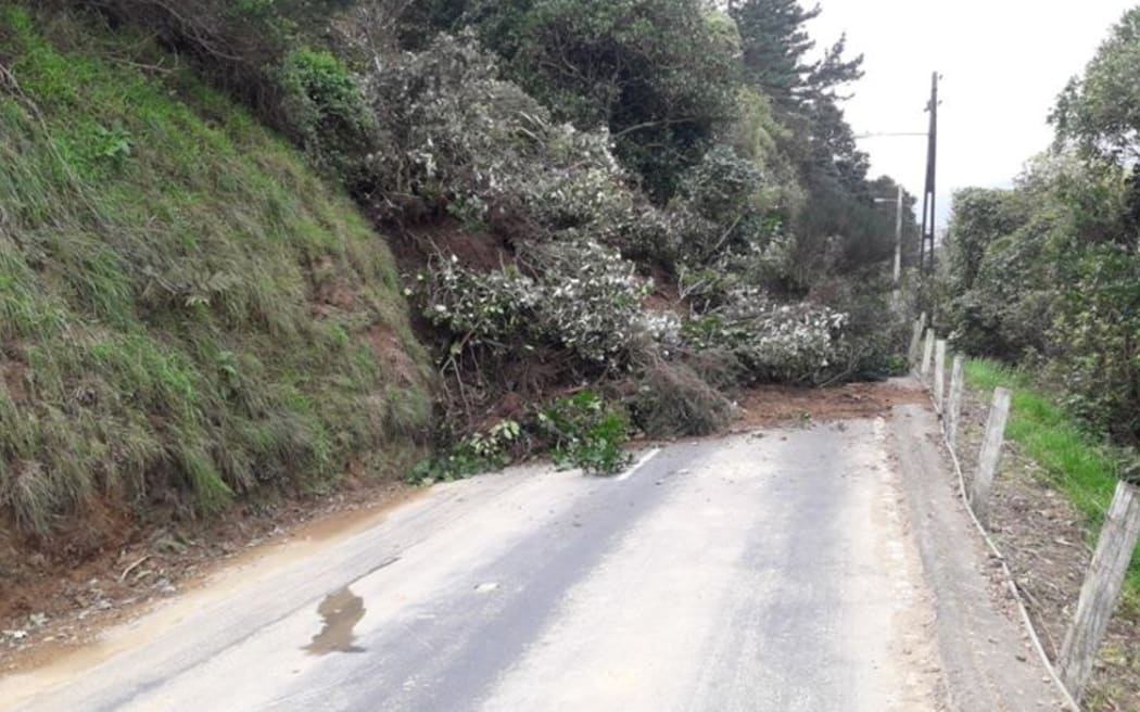 Korokoro Road slip in Lower Hutt