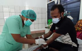 Victor Yeimo receives treatment in hospital in Jayapura. 31 August, 2021