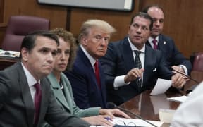 Former US president Donald Trump appears in court at the Manhattan Criminal Court in New York on April 4, 2023. - Former US president Donald Trump arrived for a historic court appearance in New York on Tuesday, facing criminal charges that threaten to upend the 2024 White House race. (Photo by Seth WENIG / POOL / AFP)