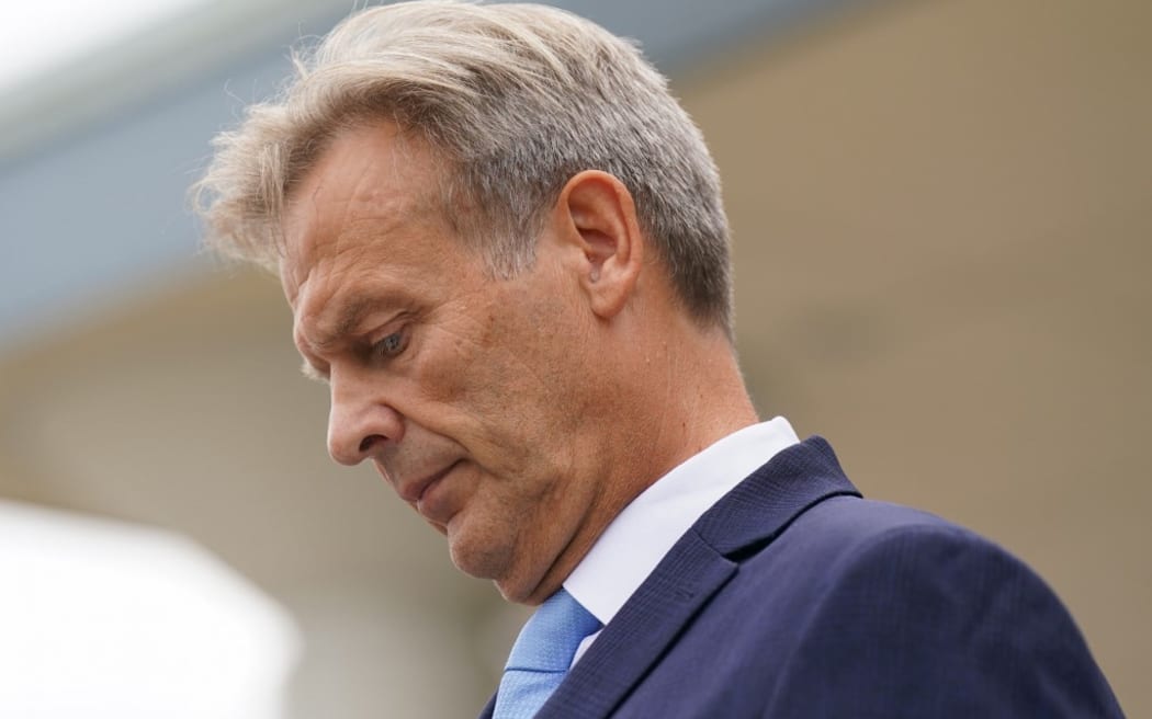 Countess of Chester Hospital, Medical Director, Nigel Scawn, delivers a statement to the media outside of the hospital, in Chester, northwest England on August 18, 2023, following the guilty verdict of nurse Lucy Letby, 33, for the murders of seven babies. British nurse, Luct Letby, was on Friday found guilty of murdering seven newborn babies and trying to murder six others at the hospital neonatal unit where she worked with sick and premature infants. Letby, 33, who has been on trial since last October, was accused of injecting her young victims with air, overfeeding them milk and poisoning them with insulin. (Photo by Jacob King / POOL / AFP)