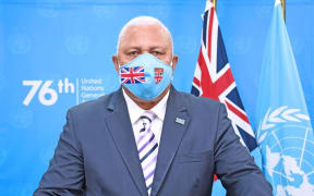 Fiji's Prime Minister, Frank Bainimarama addresses the 76th UN General Assembly by video link.