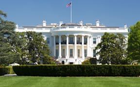 White House on deep blue sky background