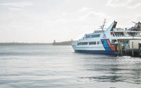A Fullers ferry leaving the Auckland Ferry Terminal