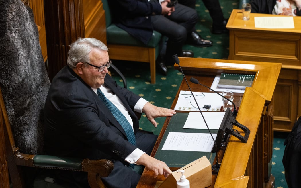 Gerry Brownlee rings bell during Oriini Kaipara's maiden statement.