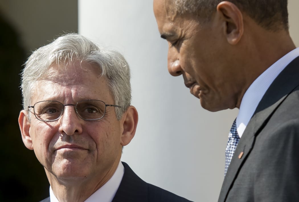 US President Barack Obama announces his Supreme Court nominee, federal appeals court judge Merrick Garland during an announcement in the Rose Garden of the White House in Washington, DC, March 16, 2016.