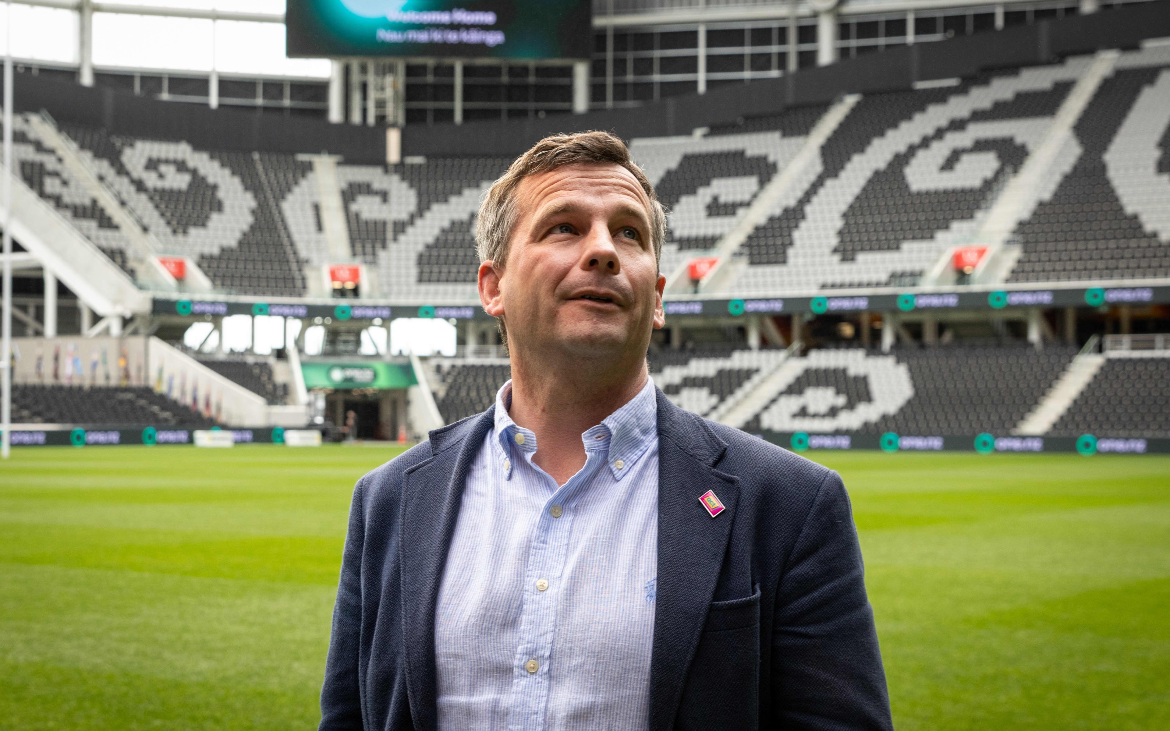 ACT leader David Seymour visits Te Kaha Stadium in Christchurch.