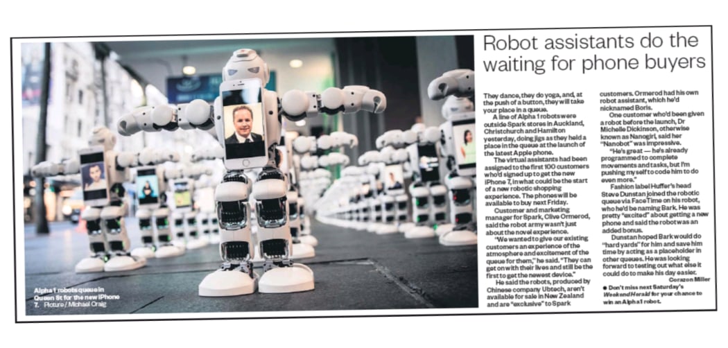 An iPhone sales stunt gets pride of place in The Weekend Herald.