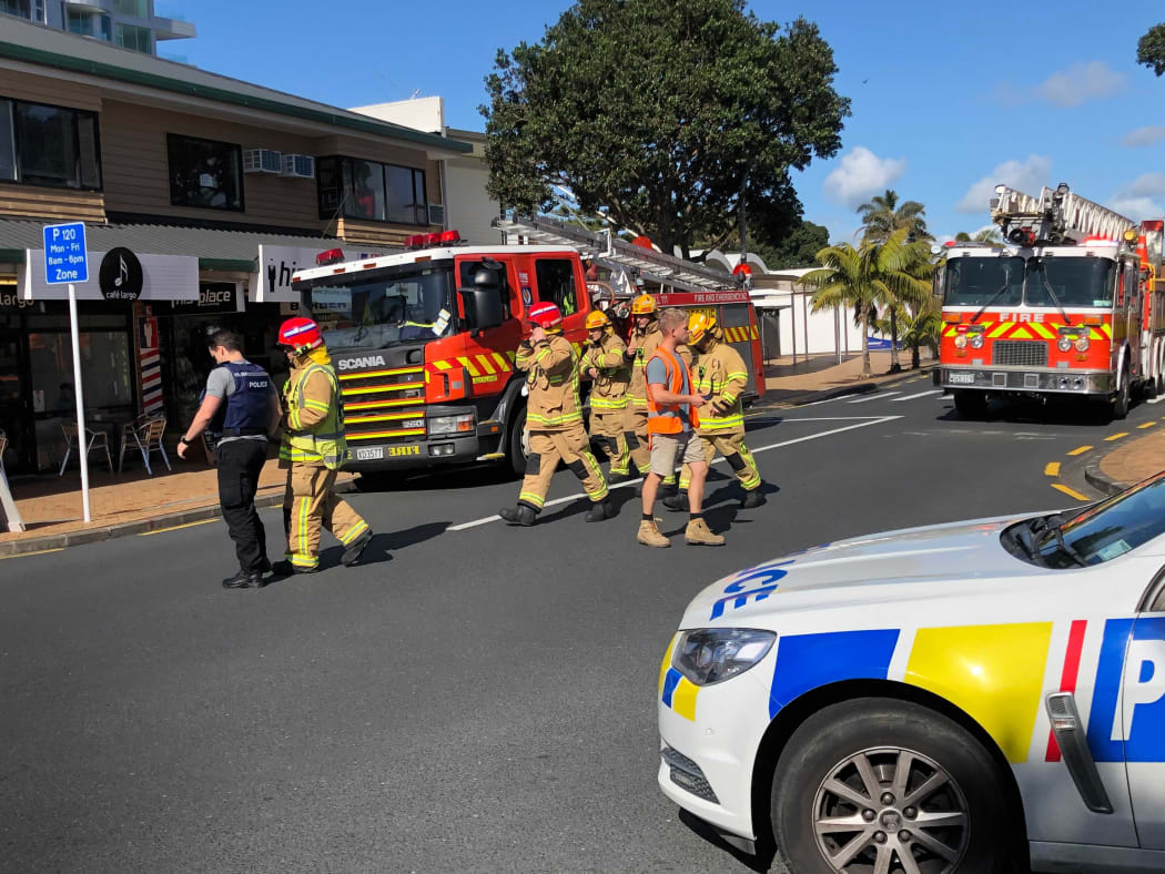 Fire crews arrived at the building in Orewa to find the roof on fire.