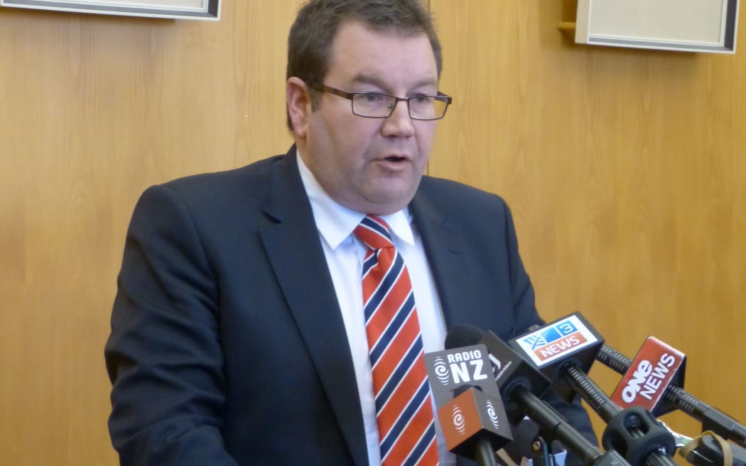 Grant Robertson speaking to media in 2013.