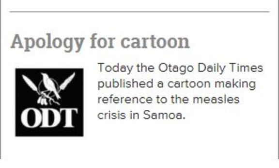 Otago Daily Times apologises for Garrick Tremain cartoon.
