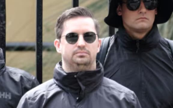 Matthew Gruter was photographed at a Neo-Nazi rally outside of NSW parliament house.
