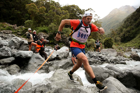 Richie McCaw completing the mountain run section of the coast to coast