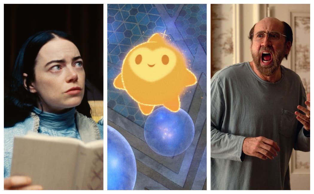 Stills from the films 'Poor Things', 'Wish', and 'Dream Scenario'.