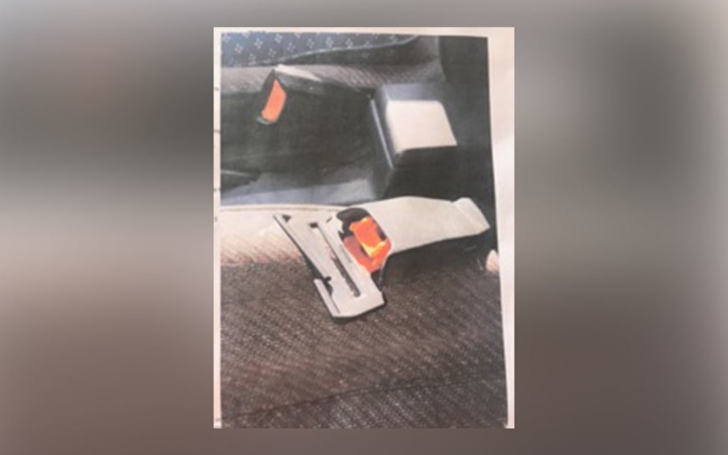 The belt buckle that broke in the fatal crash that claimed the life of William Bell.