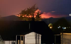 The fire in Tongariro National Park, on the night of Saturday 8 November, 2025.