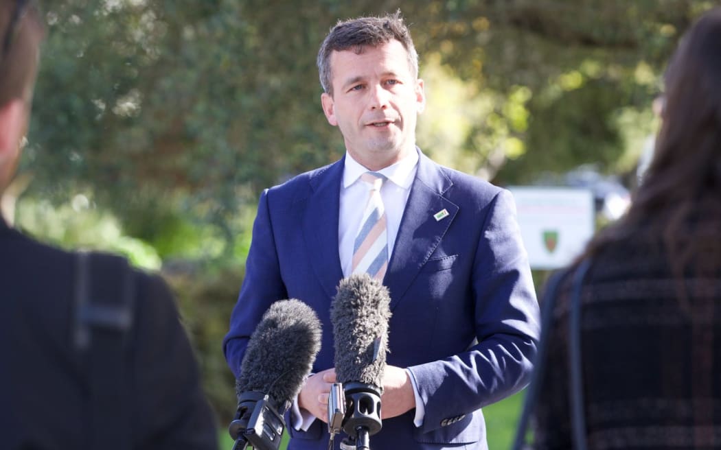 David Seymour talking to media in Epsom.