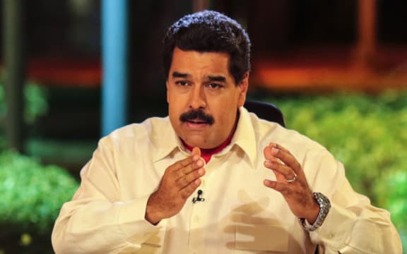 Venezuelan President Nicolas Maduro speaking on a TV programme at the presidential palace in Caracas on 10 May 10 2016.