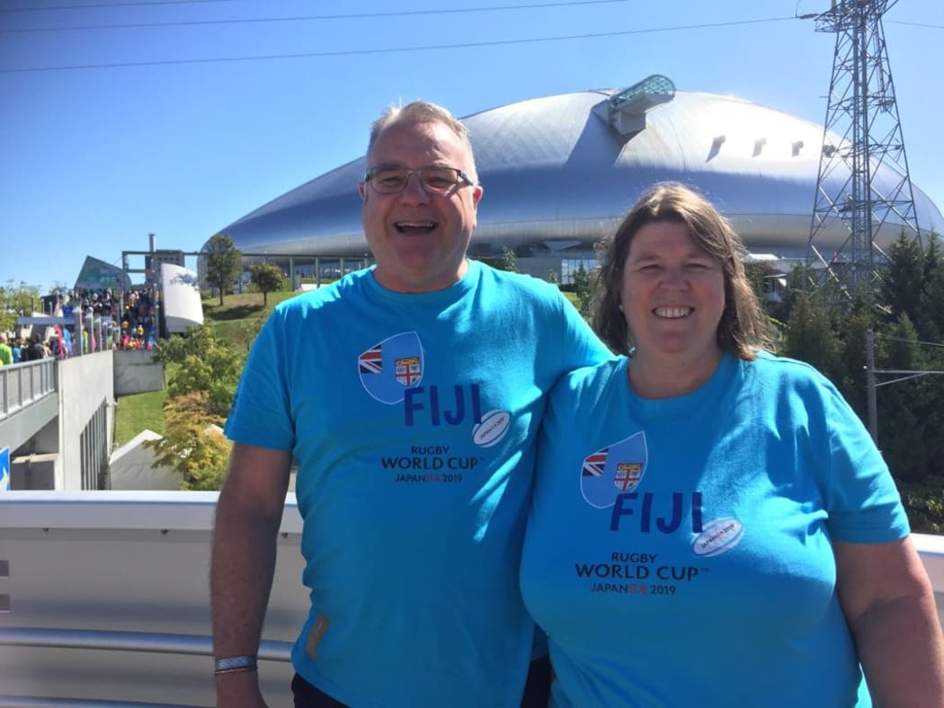 Proud Kiwis Mike Cagney and Carmel McKee are following Fiji at the Rugby World Cup.