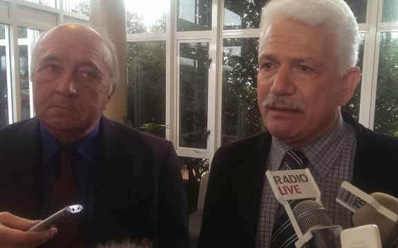 Tim Elms, left, and Maan Alkaisi at the hearling on Monday.