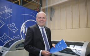 Finance Minister at the printers in Petone where the 2017 Budget is being printed.