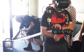 Trainees trying the FLAIM system