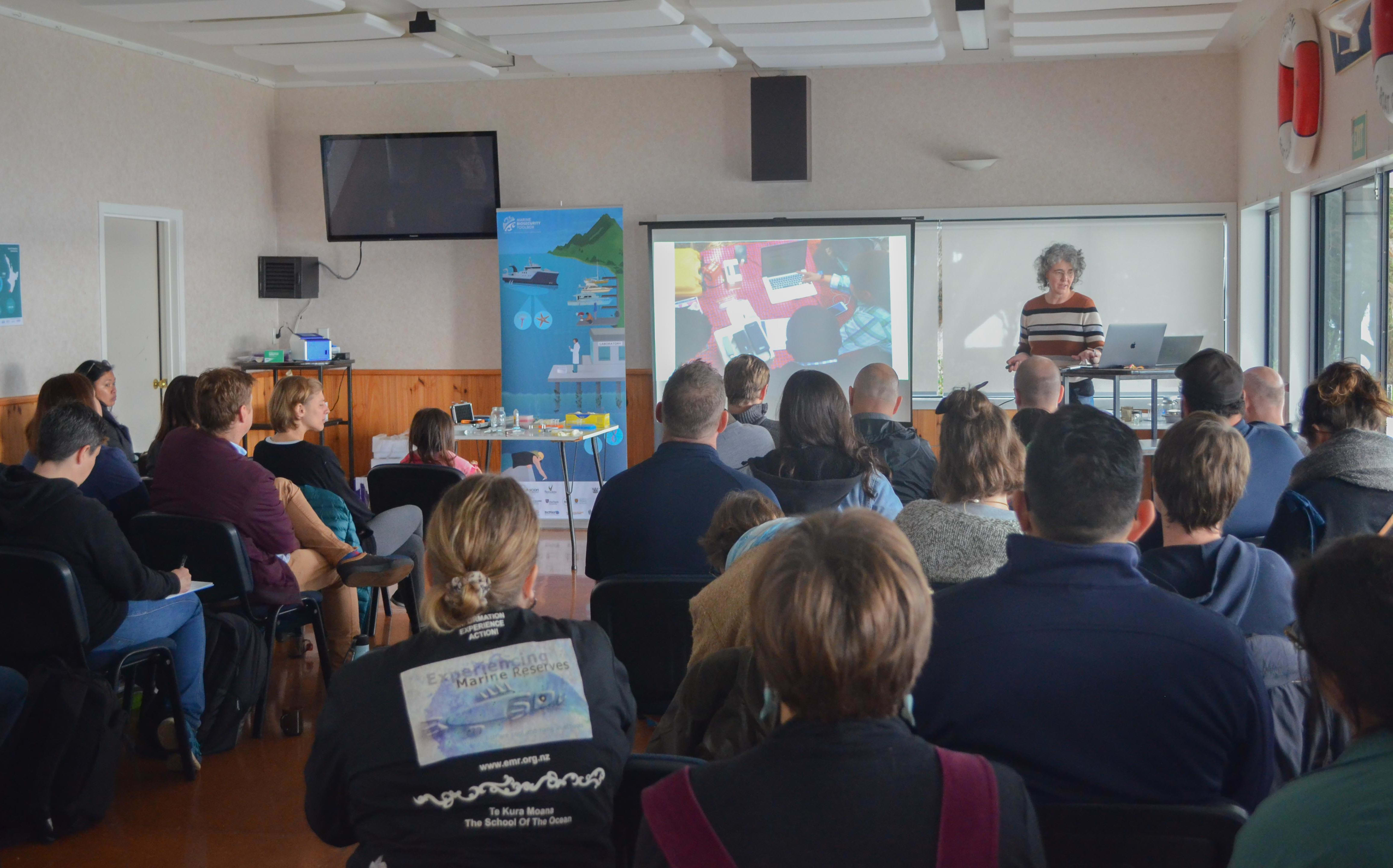 Dr. Jo Stanton leads a workshop on environmental DNA techniques