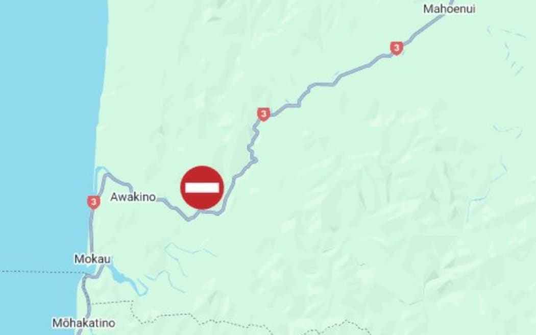 SH3 Awakino is CLOSED south of Awakau Rd due to a large mudslide.