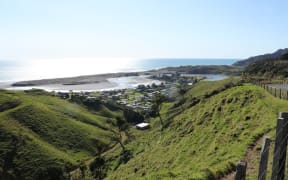 A bird’s eye view of Marokopa beach.