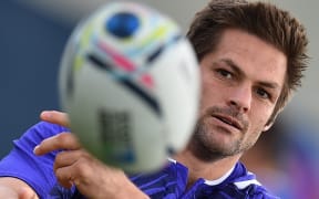New Zealand All Blacks flanker and captain Richie McCaw attends a training session ahead of his team's match against the French,