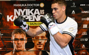 David Nyika during a training session and photo oppportunity at Boxing Alley in Parnell, Auckland.