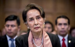 Myanmar's State Counsellor Aung San Suu Kyi attending the start of a three-day hearing on the Rohingya genocide case before the UN International Court of Justice at the Peace Palace of The Hague.