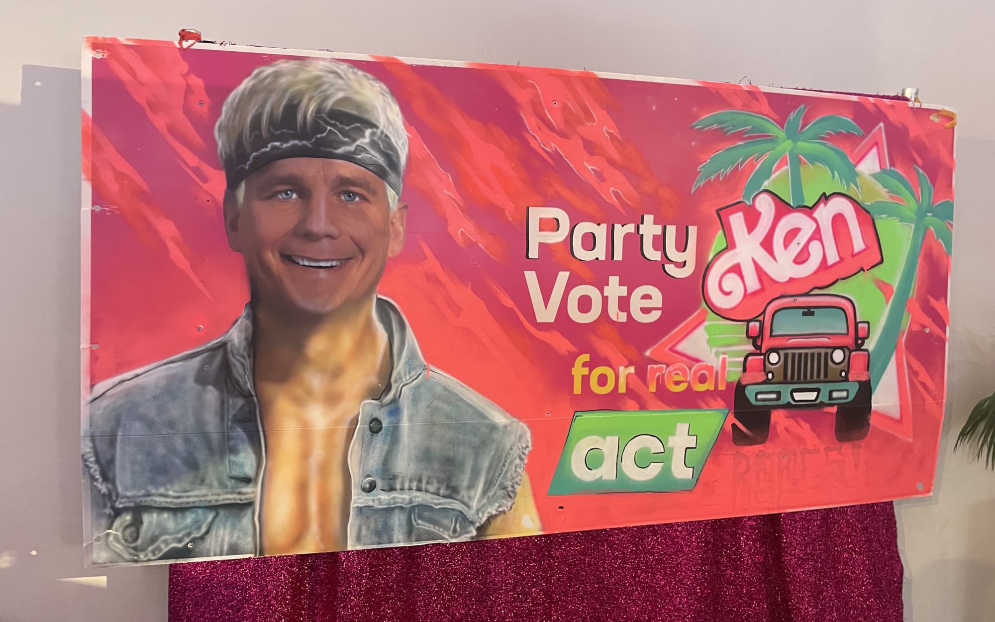 Around 400 people are expected at the ACT Party’s election night event at Auckland’s Viaduct. Party leader David Seymour is set to arrive around 8:00pm, while deputy leader Brooke van Velden is at an event in the Tāmaki electorate and should arrive around 8:30pm. An election hoarding has been repurposed as a photo backdrop, featuring Seymour as the character Ken from the Barbie movie.