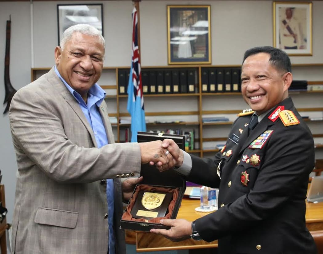 Fiji Prime Minister Frank Bainimarama and Chief of Indonesian National Police, Police General Tito Karnavian