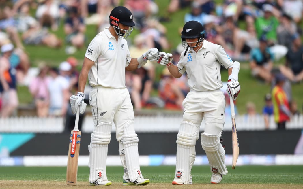 Daryl Mitchell and BJ Watling on Day 2. 2nd Test match. New Zealand Black Caps v England. International Cricket at Seddon Park, Hamilton, New Zealand. Saturday 30 November 2019