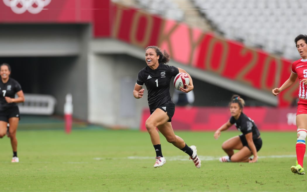 Ruby Tui during New Zealand's pool match against ROC at Tokyo Stadium, Tokyo, Japan on Manday 30th July 2021.