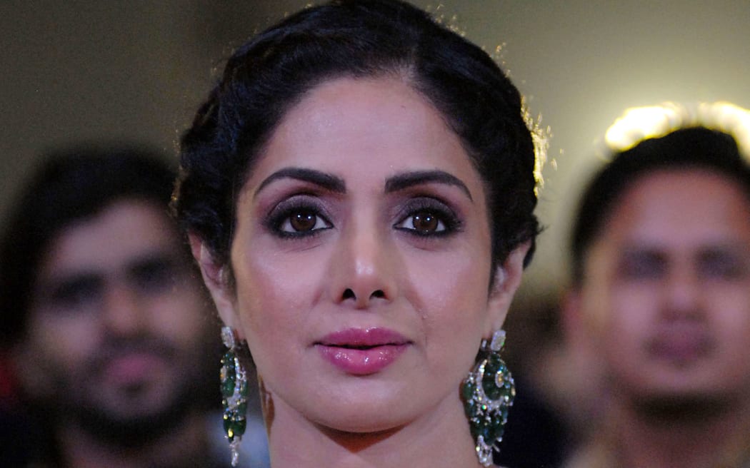 Photo taken on January 13, 2018 shows Indian Bollywood actress Sridevi Kapoor during the 'Umang Mumbai Police Show 2018' in Mumbai.