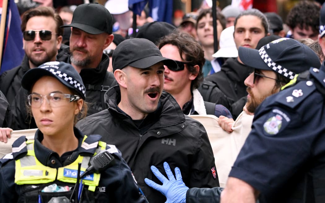 National Socialist Network member Thomas Sewell during the 'March for Australia' anti-immigration rally in Melbourne.