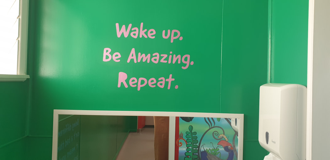 Quotes taken from popular books as well as ones created by students themselves, now adorn the walls alongside bright murals painted by artist JiL of Aotearoa.