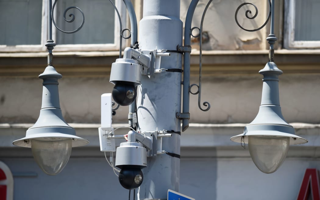 Temporary cameras were installed along the path of the Budapest Pride march on Friday, months after legislation was passed allowing the use of facial recognition technology to identify participants.
Mandatory Credit:	Balint Szentgallay/NurPhoto/Getty Images via CNN Newsource