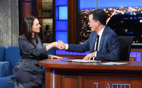 Jacinda Ardern on the Late Show with Stephen Colbert.