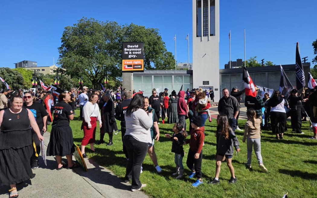 Crowds gathered in Palmerston North.