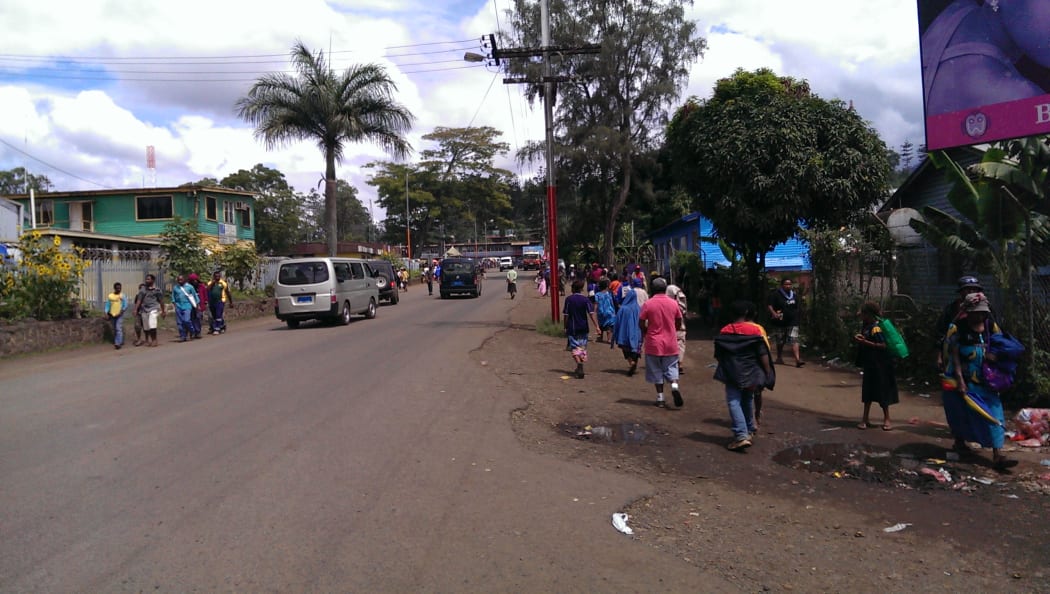 Street in Goroka, capital town of Papua New Guinea's Eastern Highlands province.