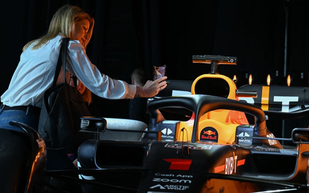 Red Bull Racing unveils the team's new Formula One car during a launch event in New York City on February 3, 2023. (Photo by ED JONES / AFP)