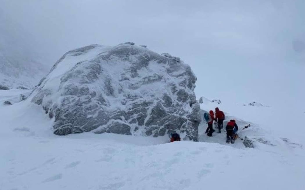 The place the mountaineers spent the night, on Double Cone.