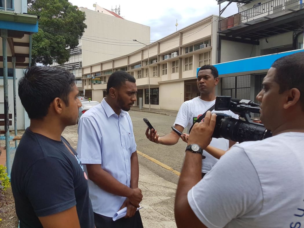 Fiji media speak to,(From Left), Kris Prasad and Ben Daveta, recent complainants against FBC ceo Riyaz Saiyad-Khaiyum.